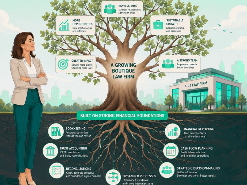 Attorney standing beside a tree representing strong financial foundations