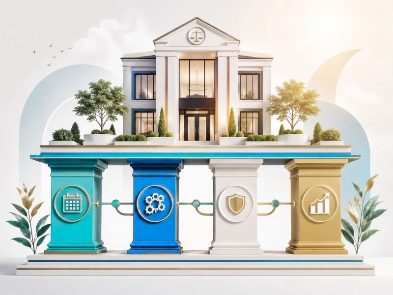 Illustration of a strong financial foundation supporting a growing law firm