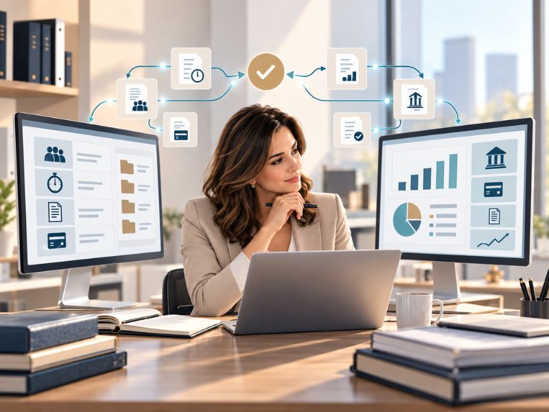 Attorney with an organized financial workflow using Clio and Xero